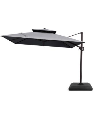 Outdoor Patio Double Top 11x11Feet Square Aluminum Cantilever Umbrella with Umbrella Base Brand