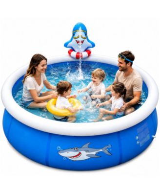 8FT Inflatable Shark Sprinkler Pool Kids Adults Outdoor Water Play