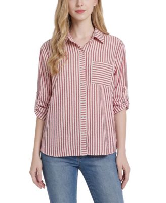 Petite 3/4-Sleeve Roll Tab Blouse