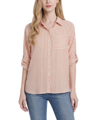 Petite 3/4-Sleeve Roll Tab Blouse