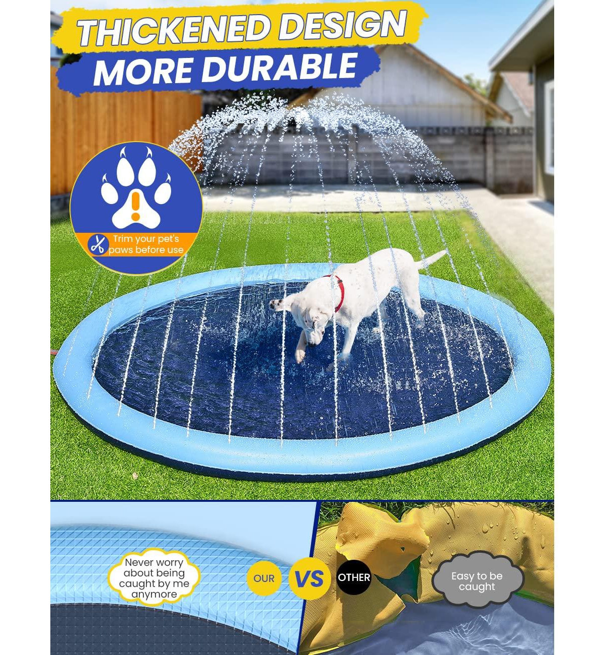 Aofar 67" Dog Splash Pad Sprinkler Pool Outdoor Play Water Fun