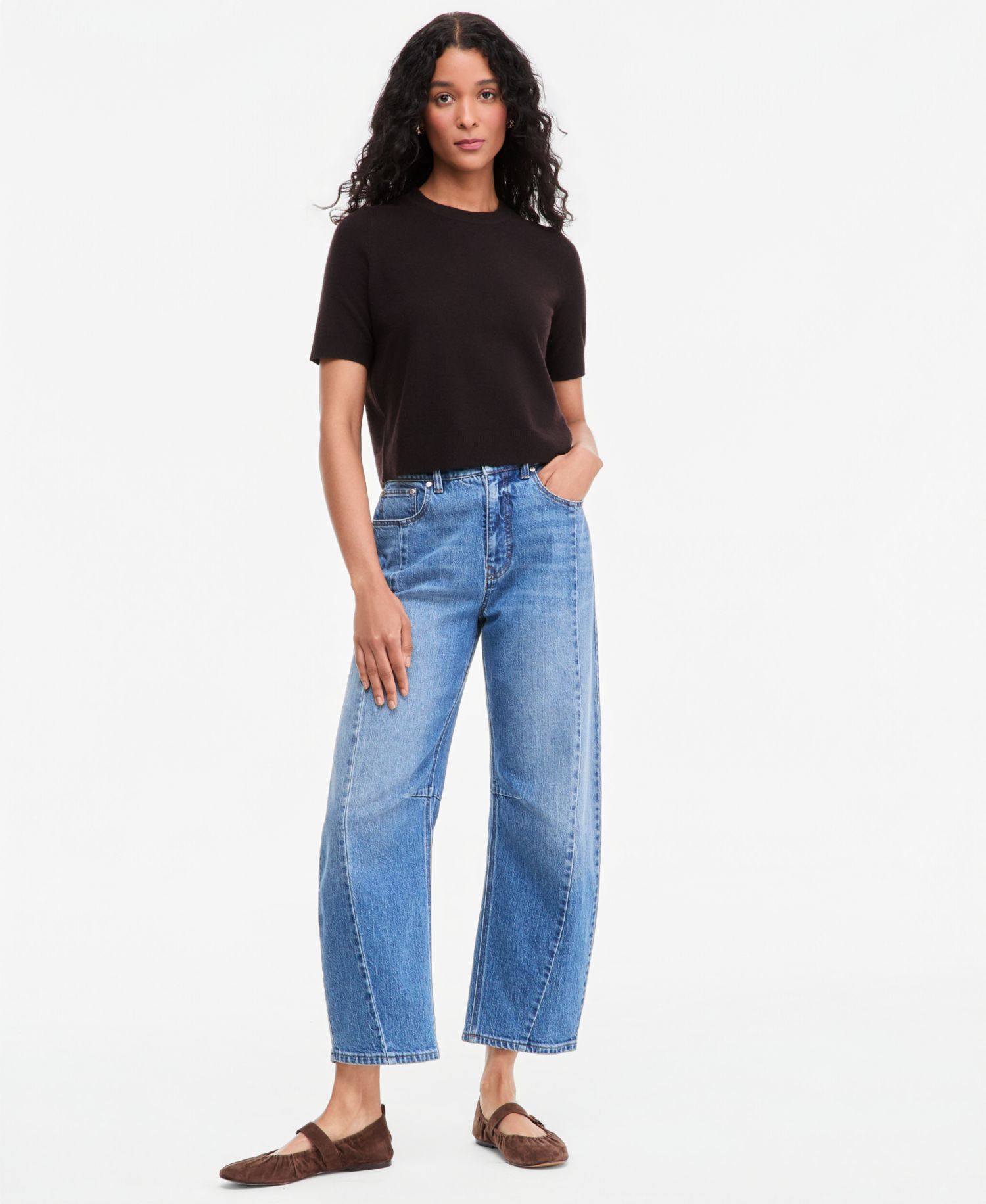 Women's Short-Sleeve Easy Crewneck Sweater Tee