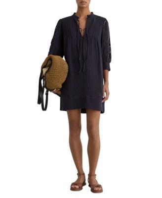 Women's Cotton Cheesecloth Broderie Mini Dress