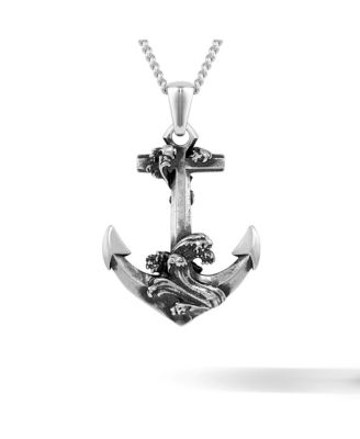 Waves Anchor Pendant 21" Chain