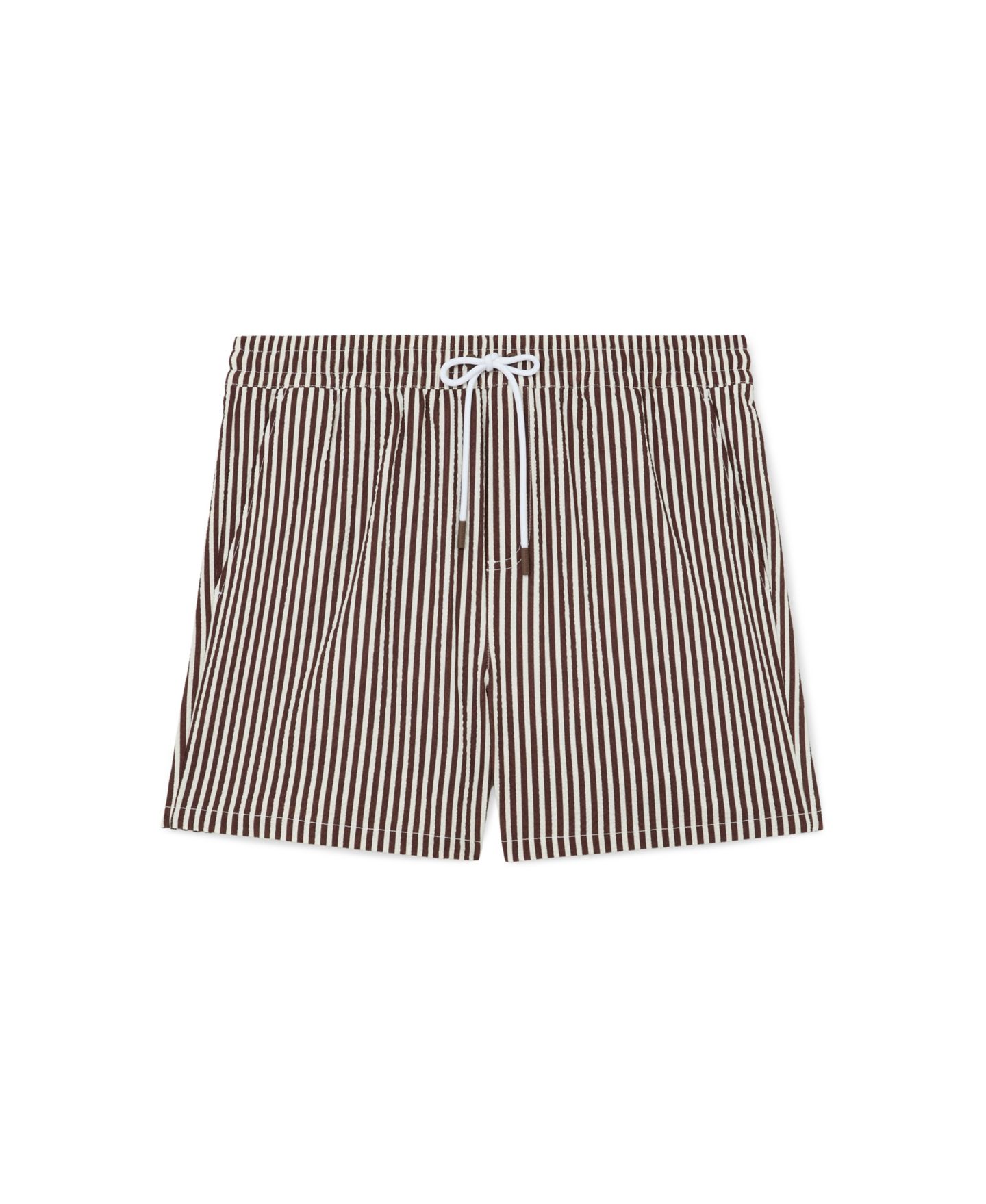 Пляжные шорты Seersucker для мужчин, в полоску — REISS, цвет: Коричневый / Белый — фото 4