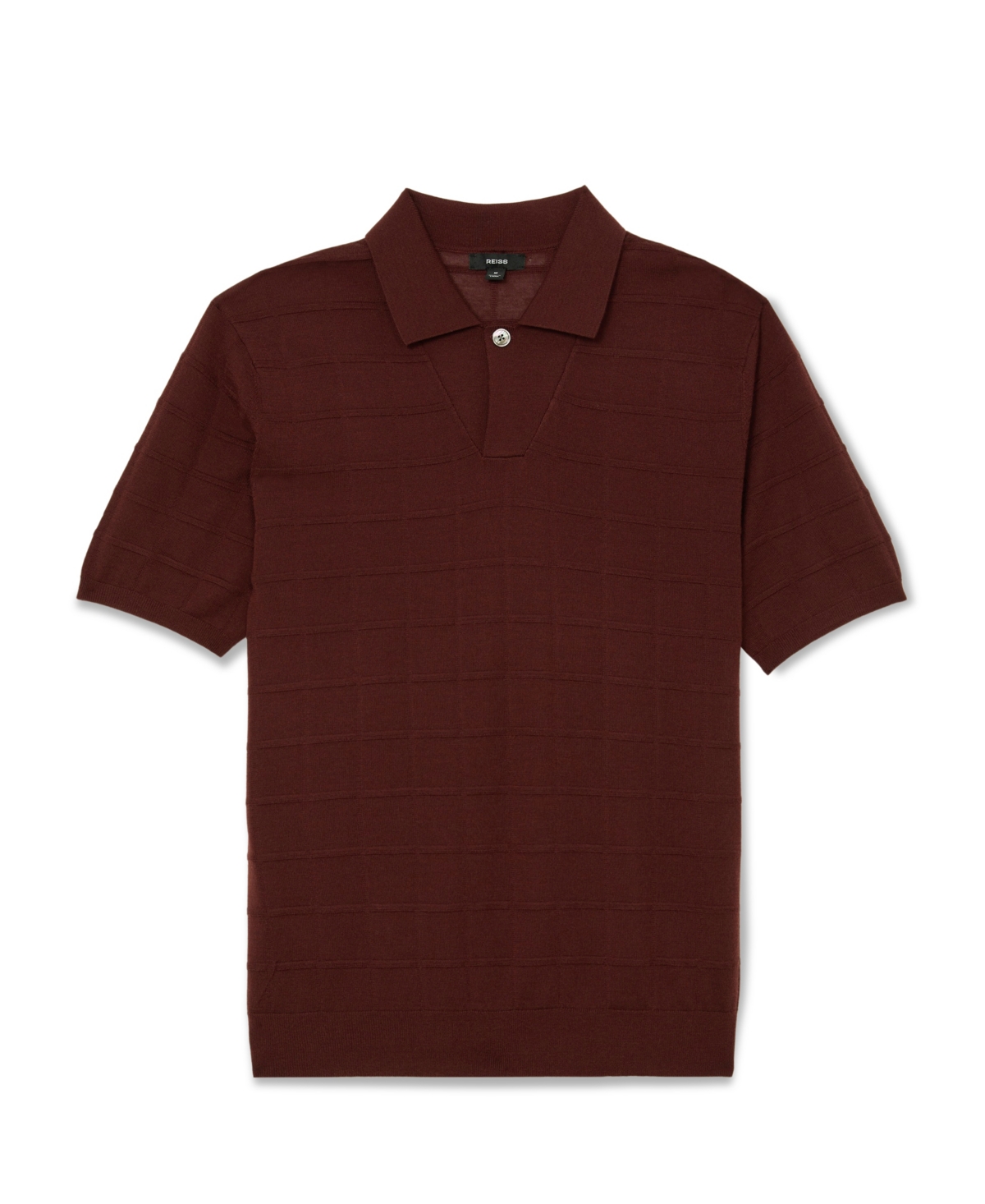 Reiss Men's Serval Open Collar Check Textured Polo Shirt