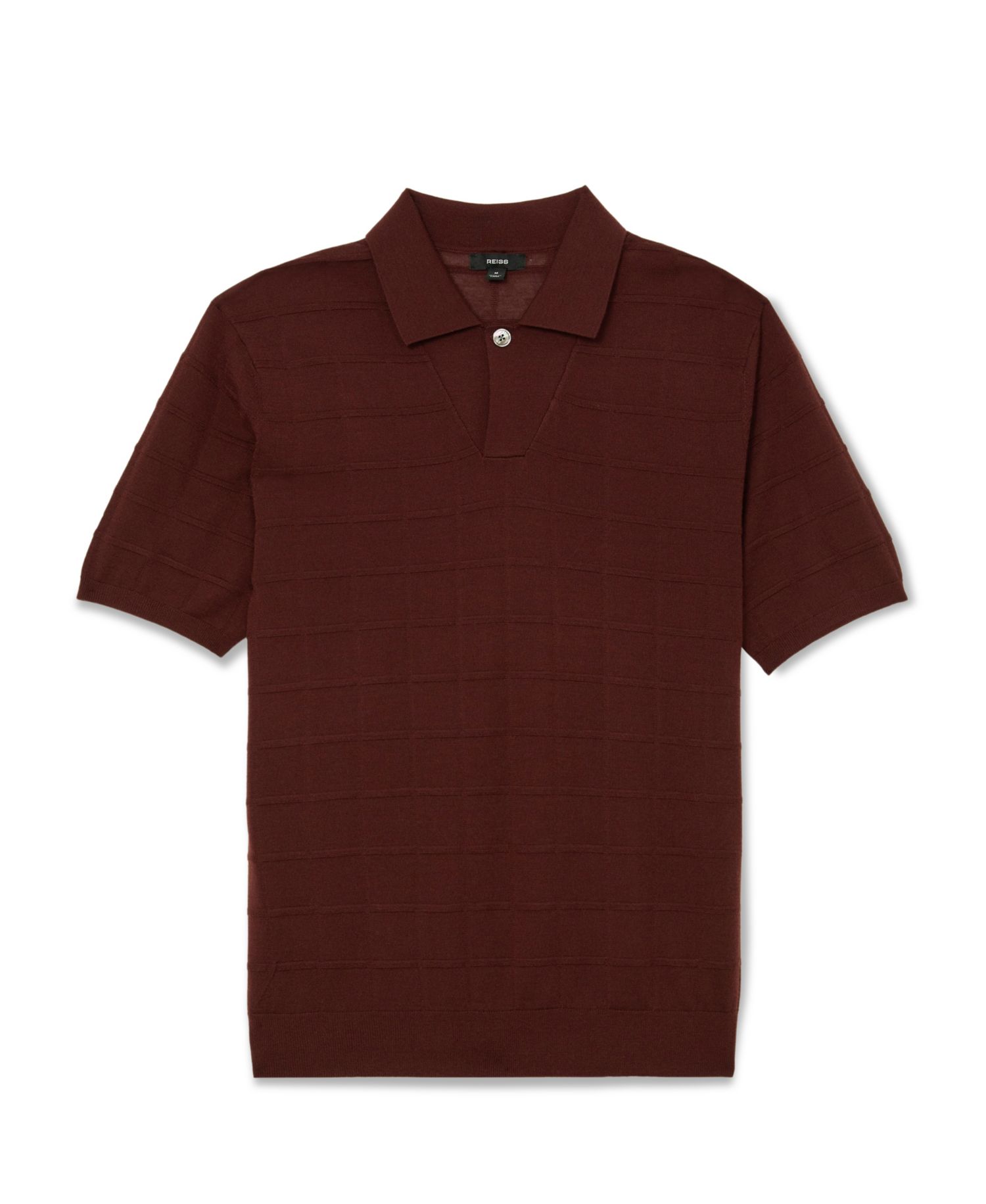 Men's Serval Open Collar Check Textured Polo Shirt