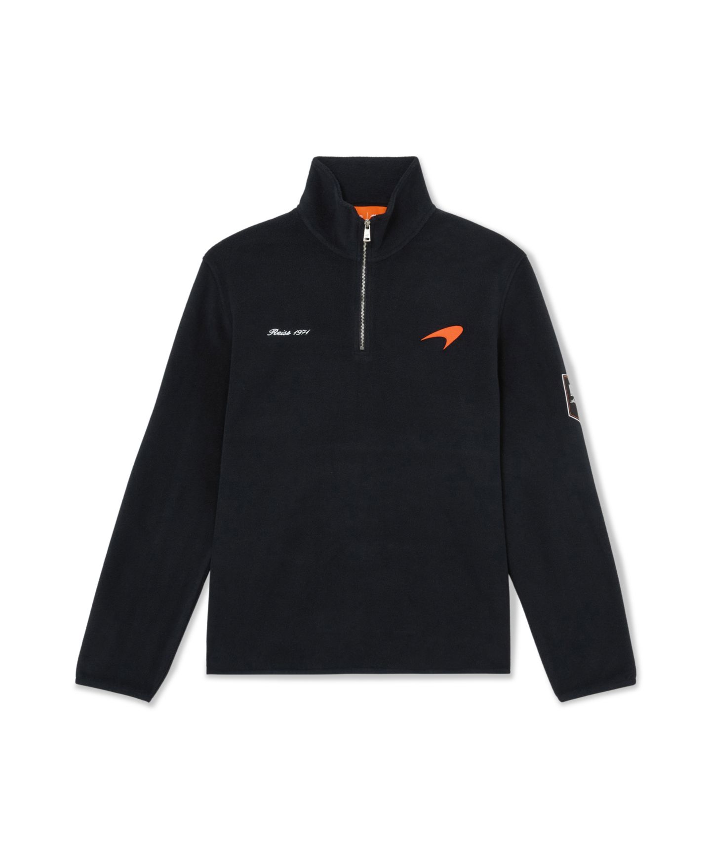 Мужское поло REISS Meros Half Zip Mclaren Embroidered Fleece Polo Shirt, цвет: Тёмно-синий — фото 4