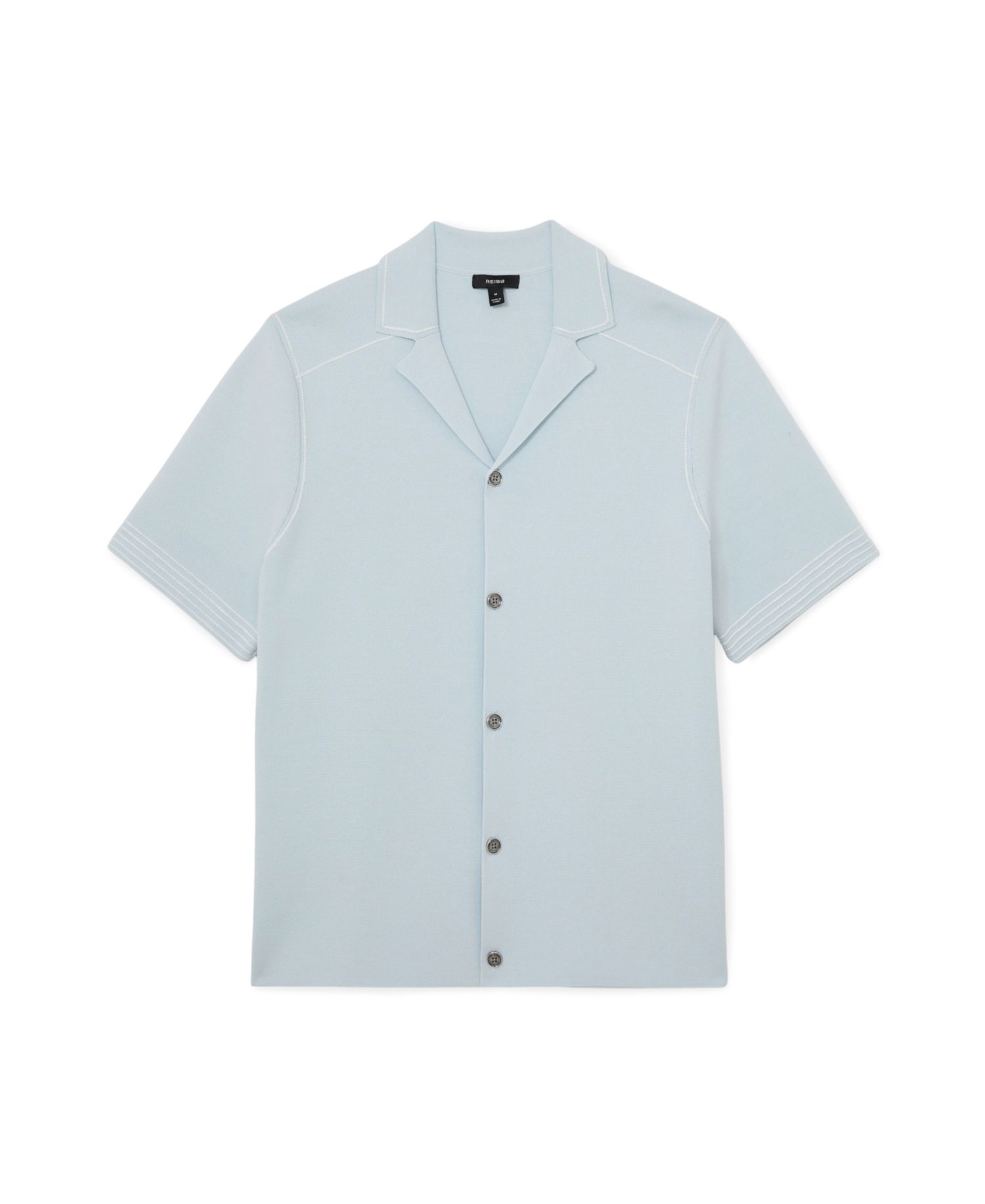 Men's Wandsworth Button Through Piped Stitch Detail Cuban Shirt