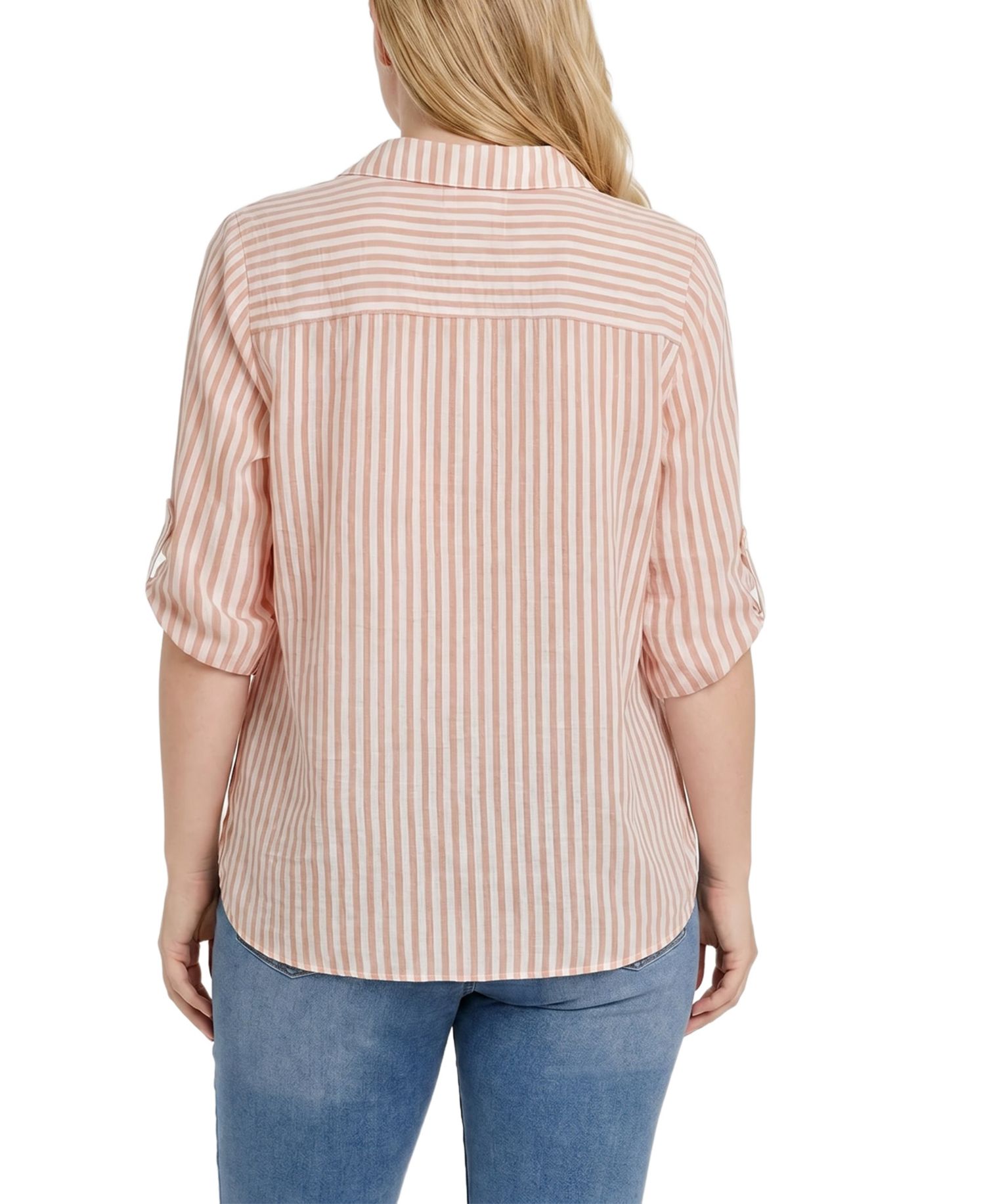 Plus Size 3/4-Sleeve Roll Tab Top