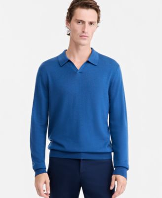 Men's Long-Sleeve Johnny Collar Merino Wool Sweater
