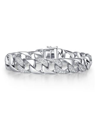 Bold Sterling Silver Pave CZ Miami Cuban Chain Bracelet