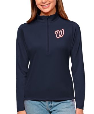 Women's Navy Washington Nationals Tribute Quarter-Zip Pullover Top
