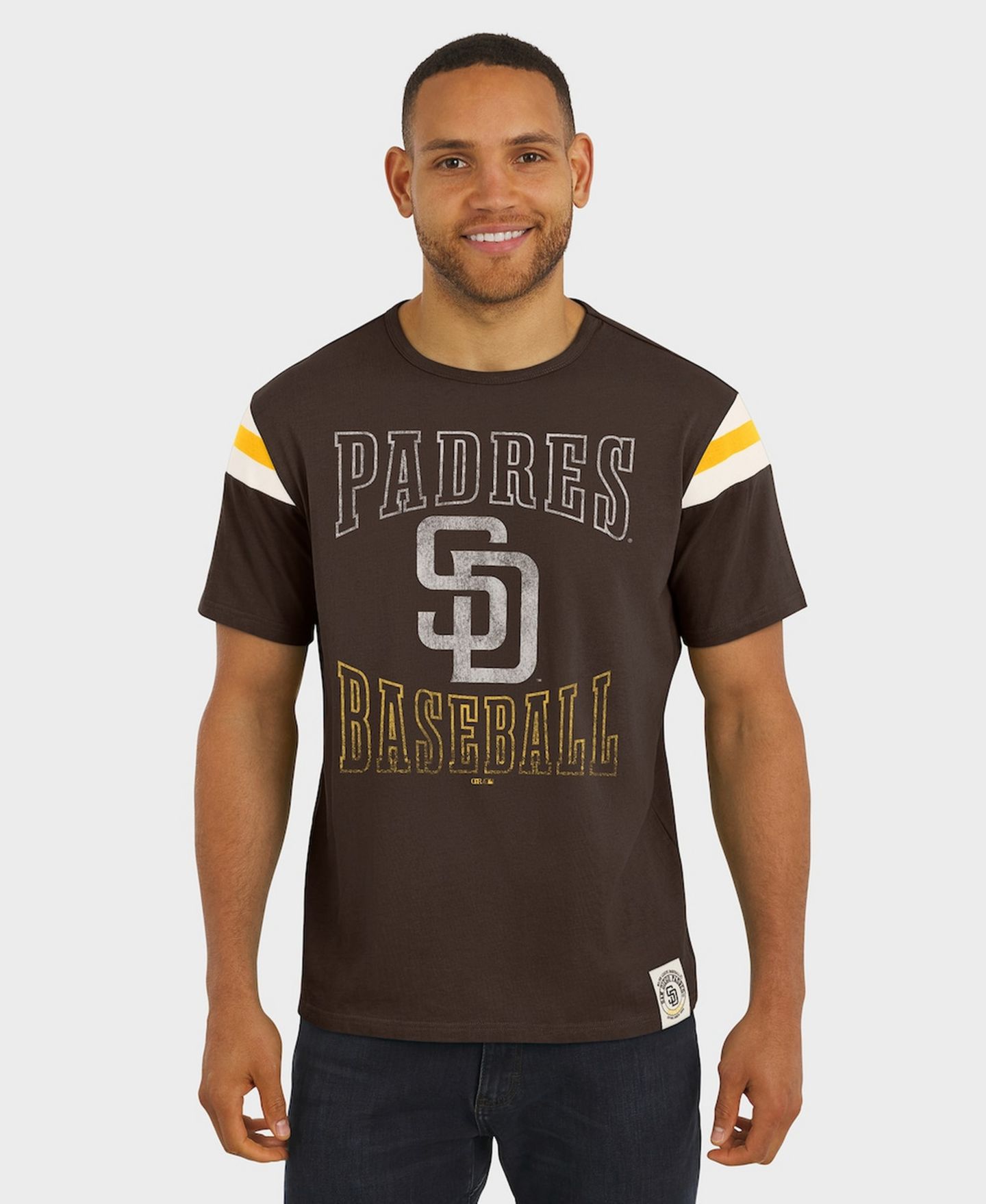 Мужская футболка Fanatics Darius Rucker Collection By Brown San Diego Padres Distressed Sleeve Stripe — фото 4