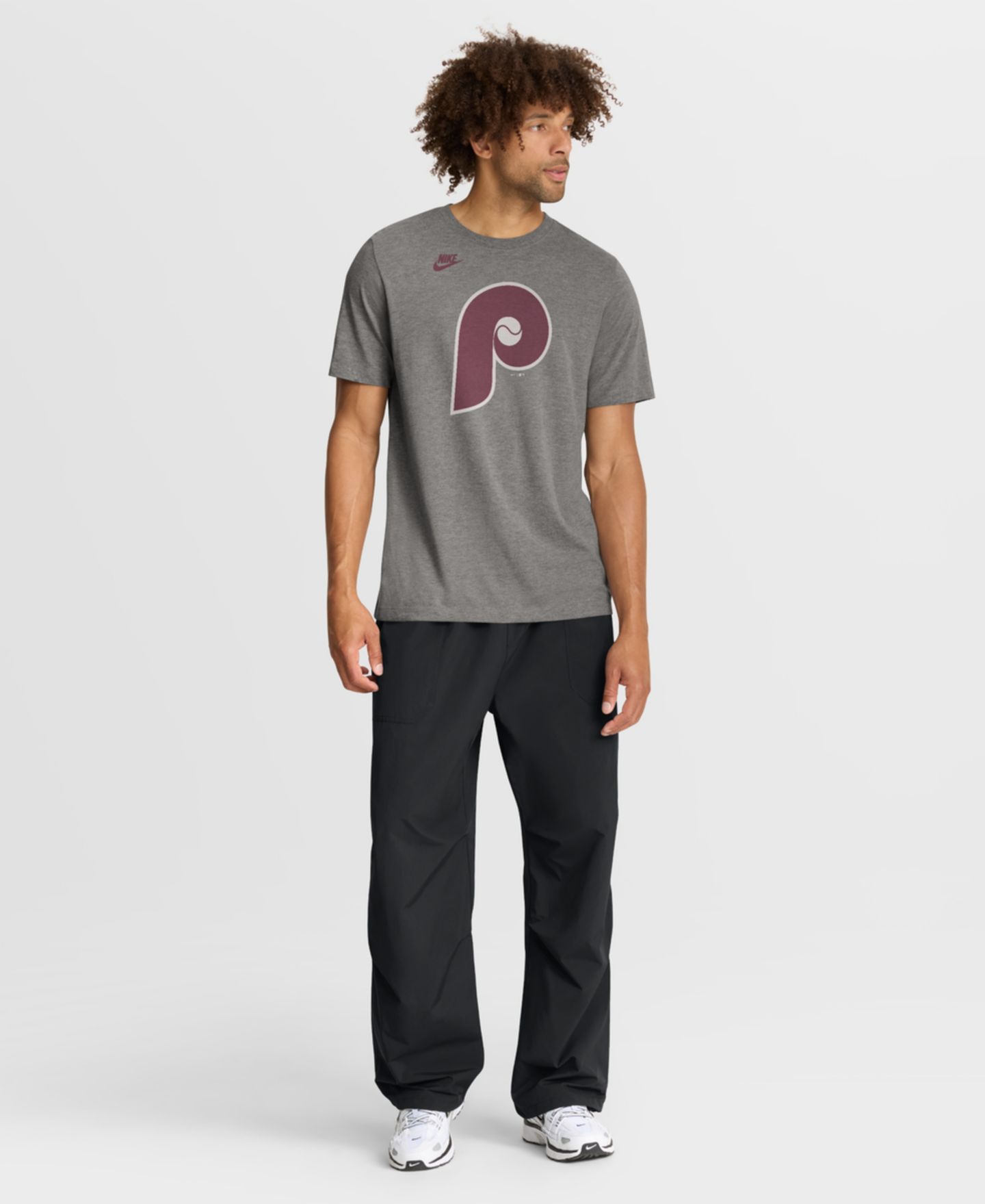 Мужская футболка Nike Heather Charcoal Philadelphia Phillies Cooperstown Logo Tri-Blend — фото 3