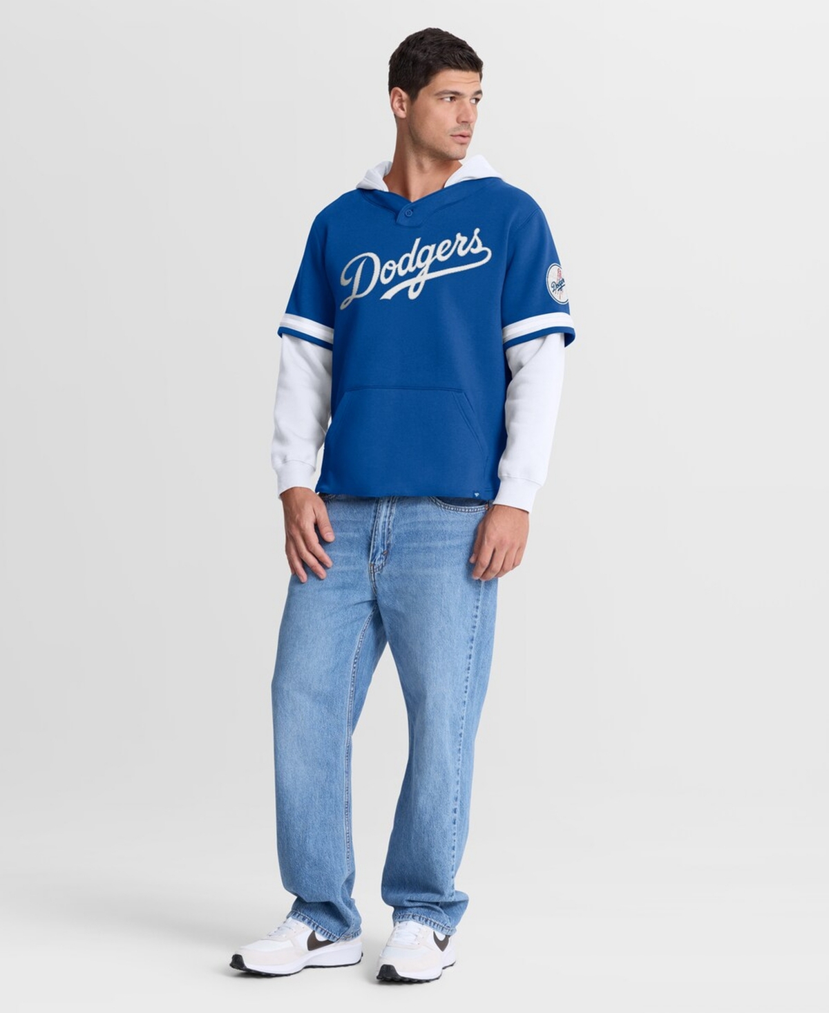 Fanatics Men's Royal/White Los Angeles Dodgers Oversized Fire Speed Layered Hoodie