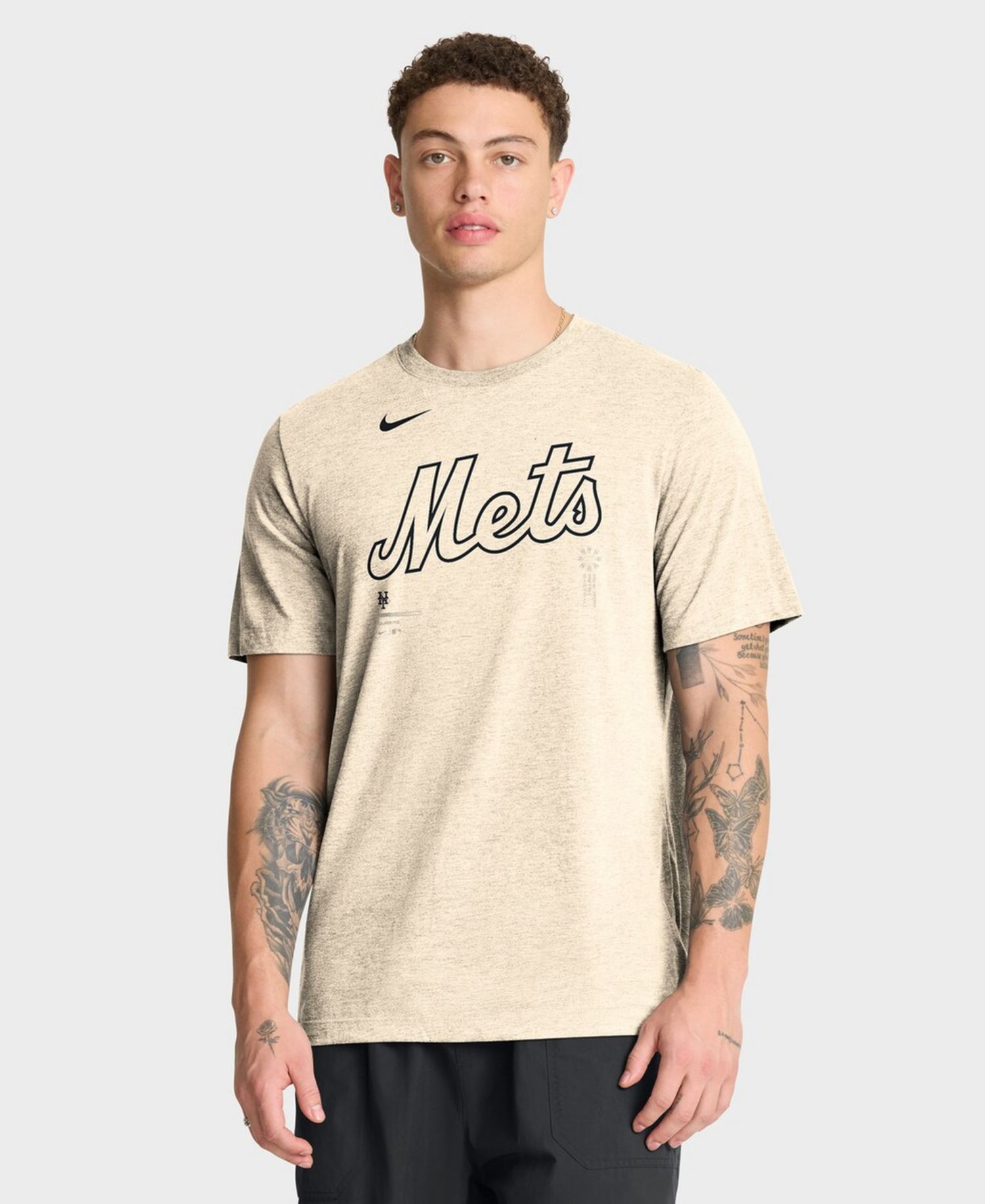 Men's Natural New York Mets Wordmark Tri-Blend T-Shirt
