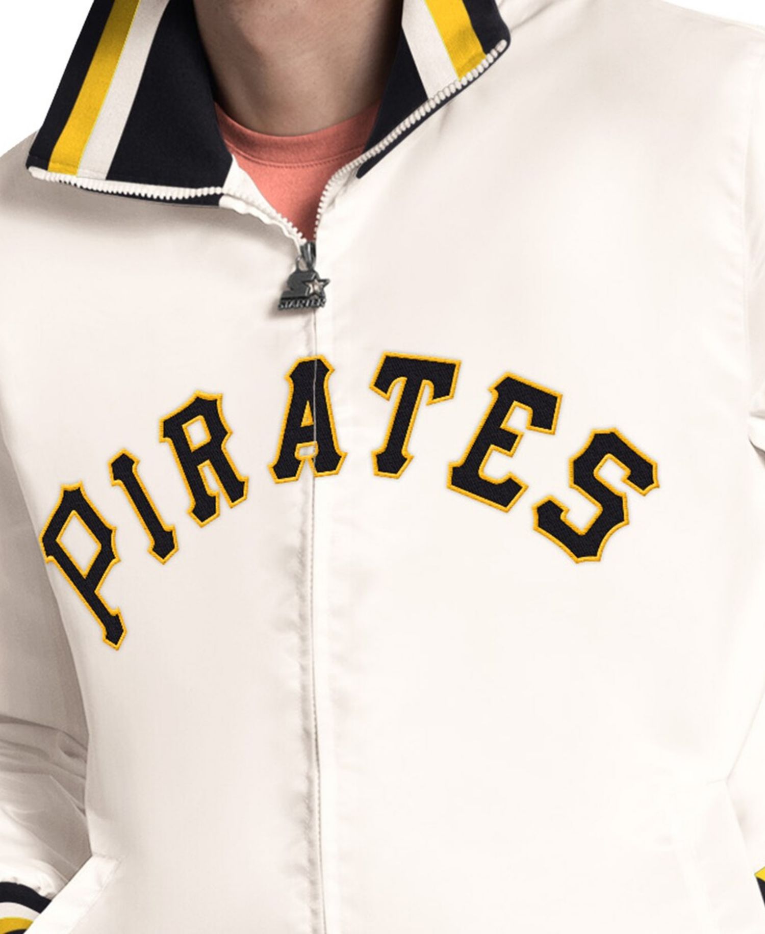 Men's White Pittsburgh Pirates The Captain Cooperstown Logo Full-Zip Varsity Jacket