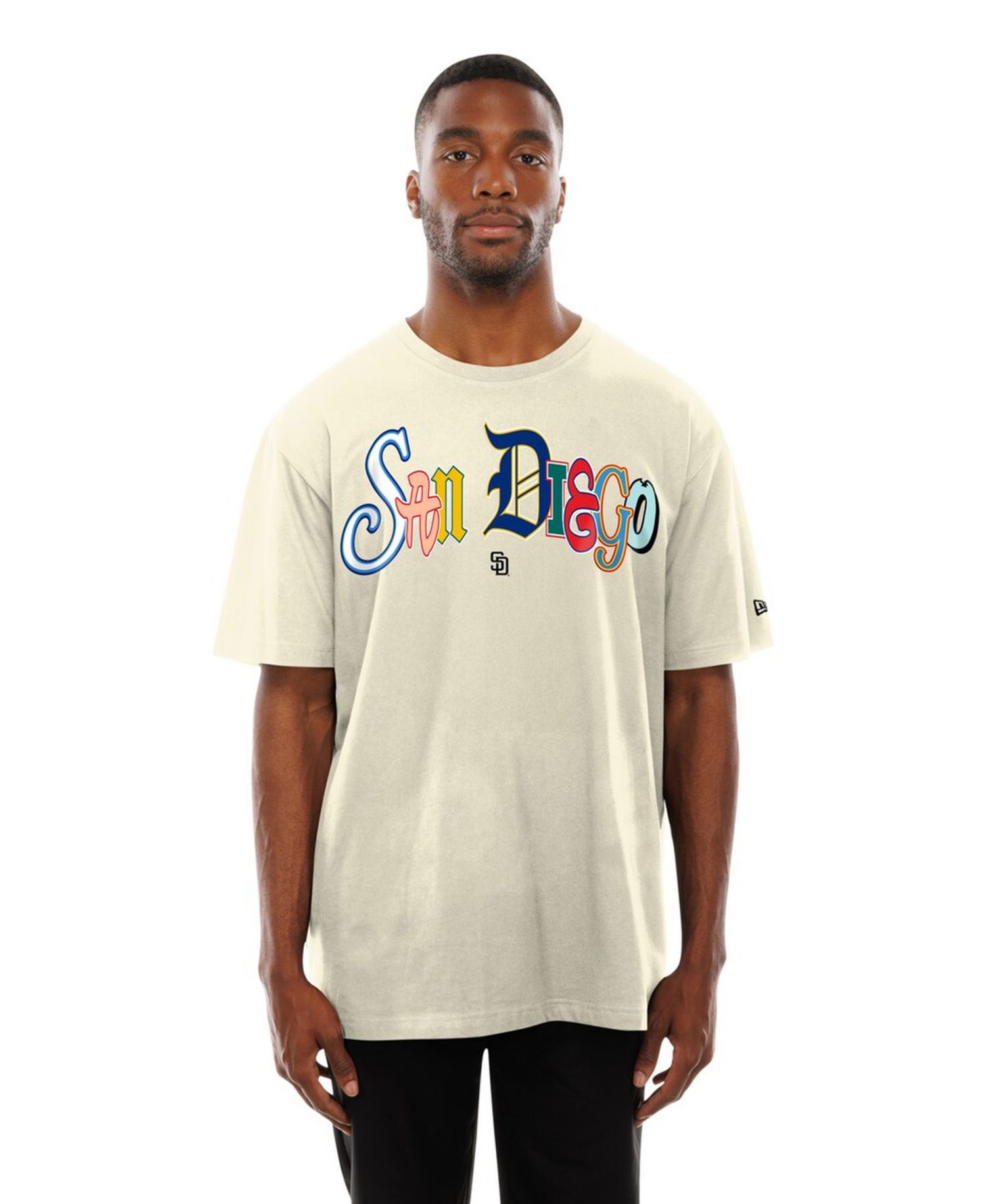Men's Cream San Diego Padres Ransom Note Oversized T-Shirt