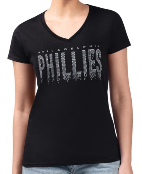 Женская футболка G-III 4Her by Carl Banks Black Philadelphia Phillies Metallic Drop Lightweight V-Neck