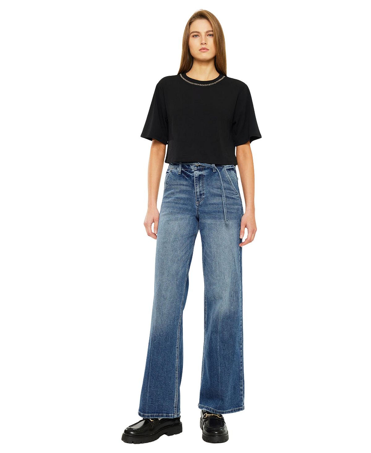 KanCan Women's Leah Ultra High Rise Wide Leg Jeans view 4 — MAYCSS fashion products