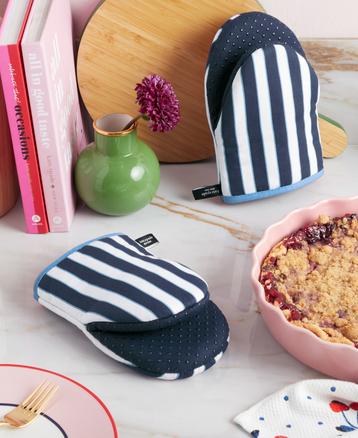 kate spade new york Botanical Stripe Mini Oven Mitt, 2-Pack
