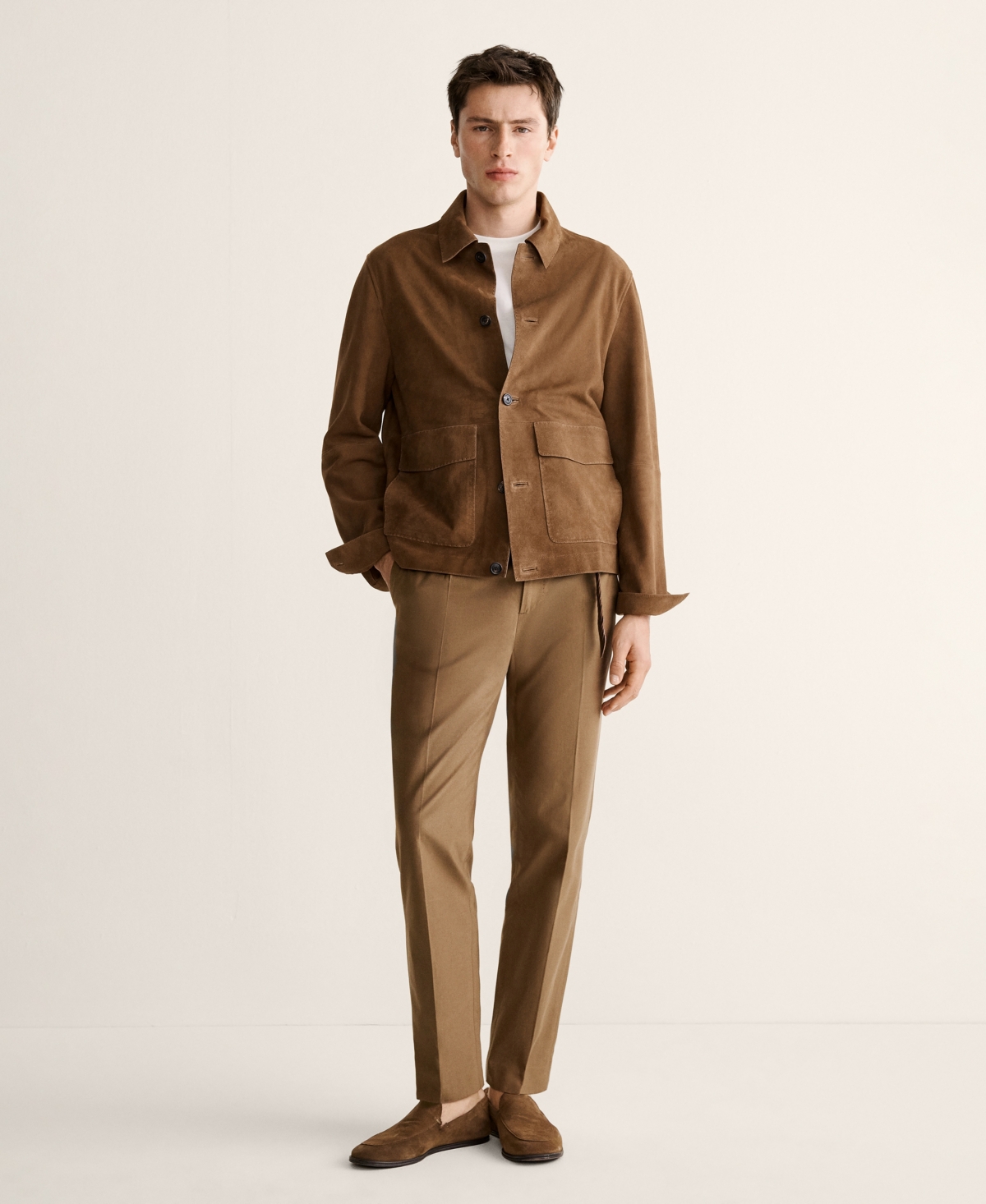 Mango Men's Leather Pockets Jacket