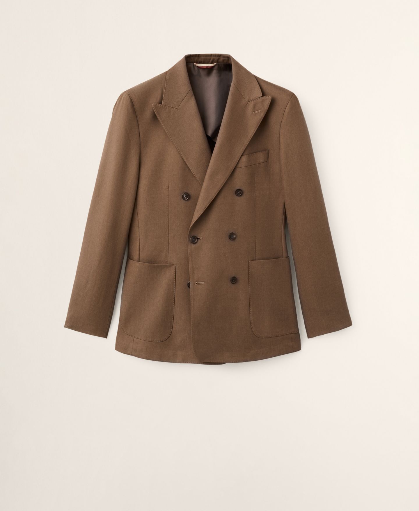 Мужской пиджак MANGO Double-Breasted Lyocell and Cotton Suit, цвет: Коричневый — фото 6