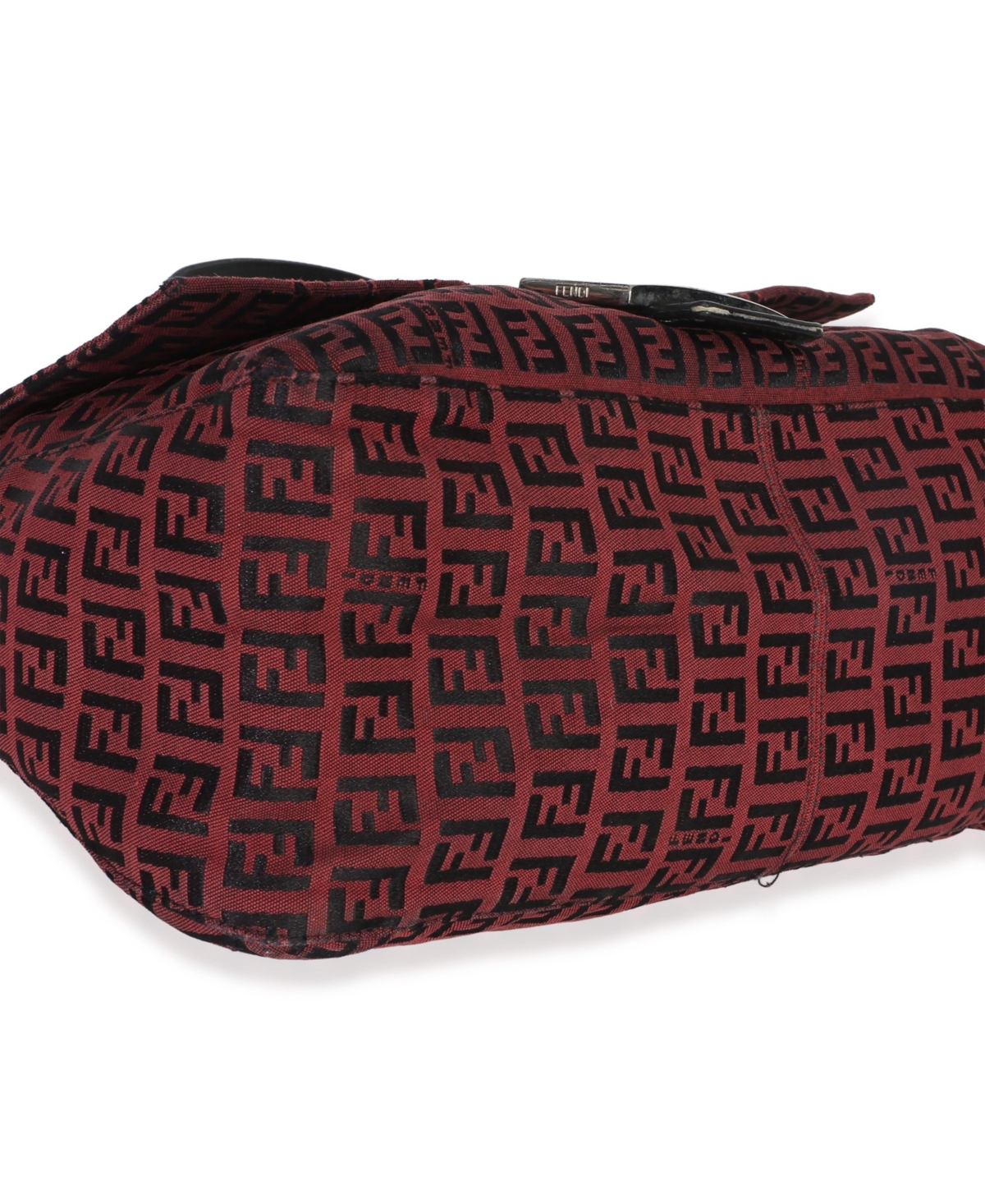Pre-Owned Fendi Black Red Zucca Mama Baguette