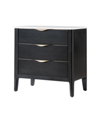 Giuseppina Modern 25.75'' W 3-Drawer Elegant Marble Top End Table with Built-In Power Outlet