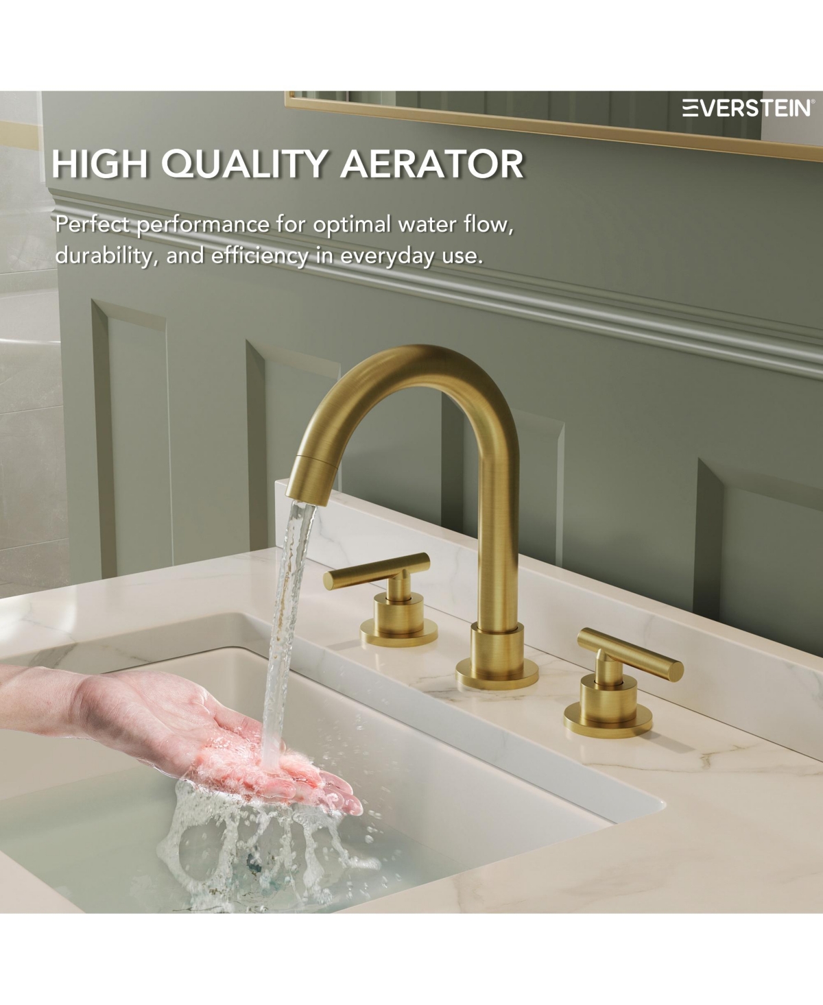 Everstein Widespread Bathroom Faucet 3 Hole 2-Handle Sink with Drain Assembly