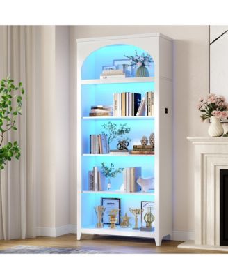 5-Tier Wooden Bookshelf with LED Lights
