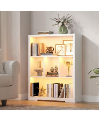 31.5 Inch Wide Cube Bookcase with Tri-Color Sensor Light