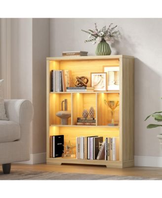 31.5 Inch Wide Cube Bookcase with Tri-Color Sensor Light