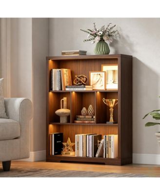 31.5 Inch Wide Cube Bookcase with Tri-Color Sensor Light