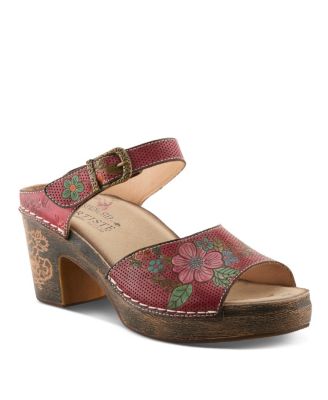Women's Spring Step Japhette Platform Slide with Floral Leather Vamp