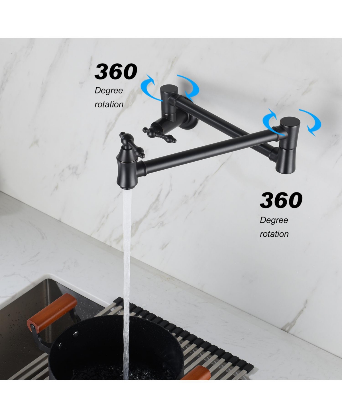 Phying Wall Mount Folding Kitchen Pot Filler Faucet