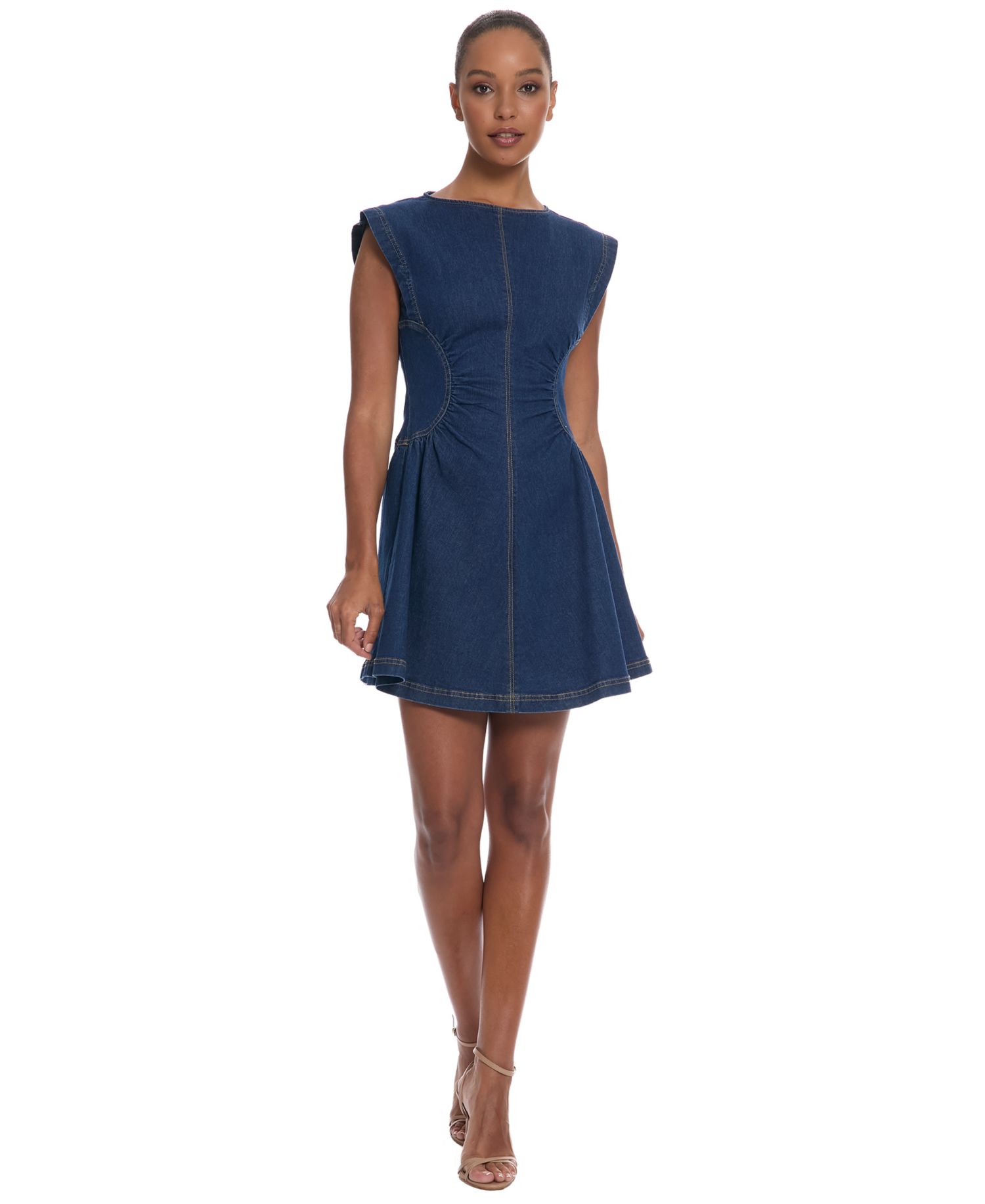 Women's Soft Stretch Jewel Neck Zipper Dress