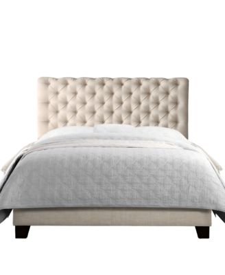 Luxury Upholstered Bed Frame with Tufted Headboard Platform Bed with Solid Wood Frame