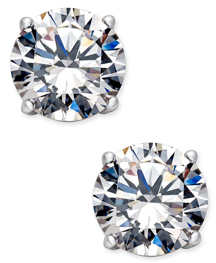 Eliot Danori - Silver-Tone Crystal Stud Earrings