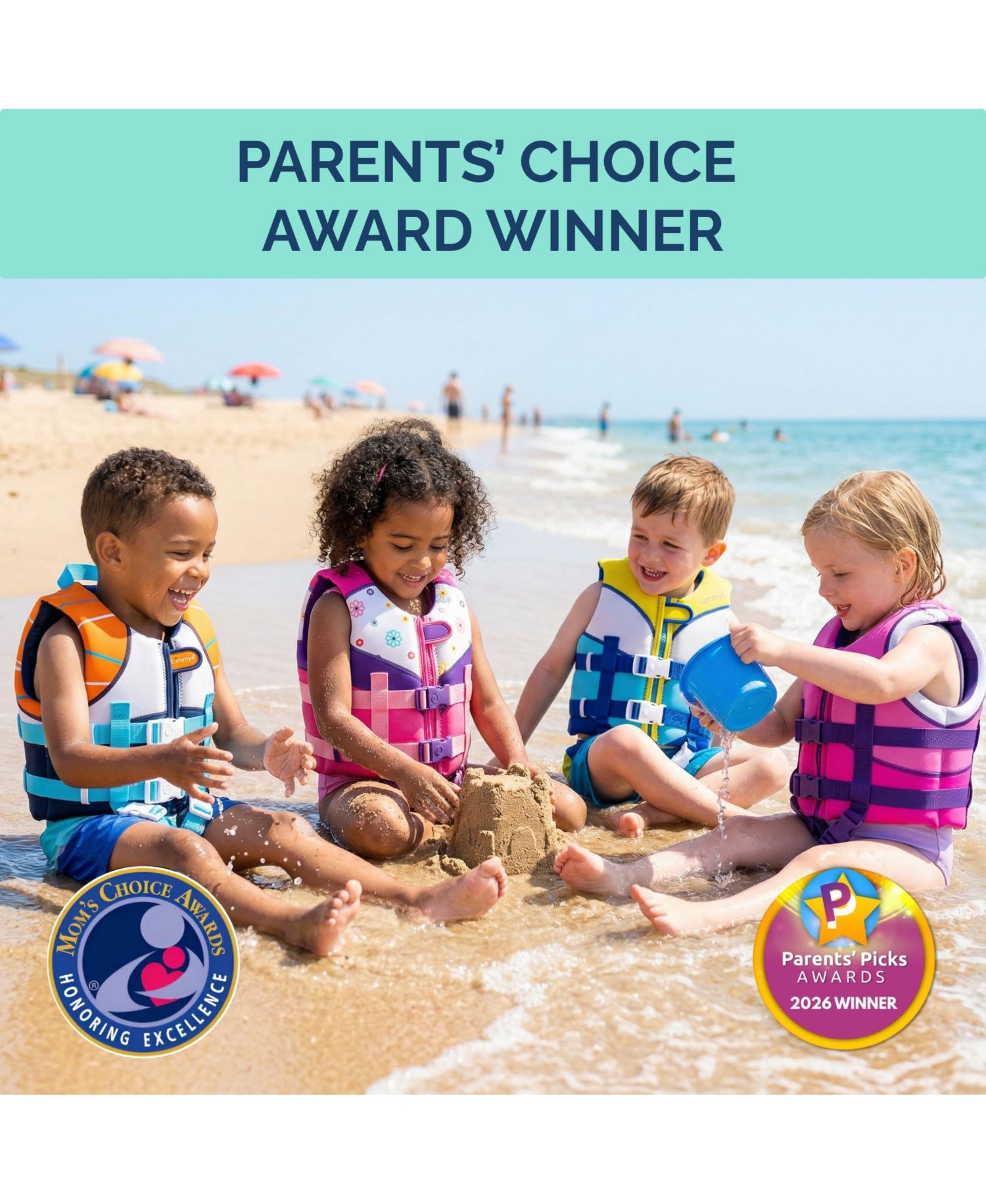 Swim Vest for Toddlers and Kids - CE-Certified Foam Panel Swimming Aid, Award-Winning Design, YKK Zip, Soft Neoprene Comfort