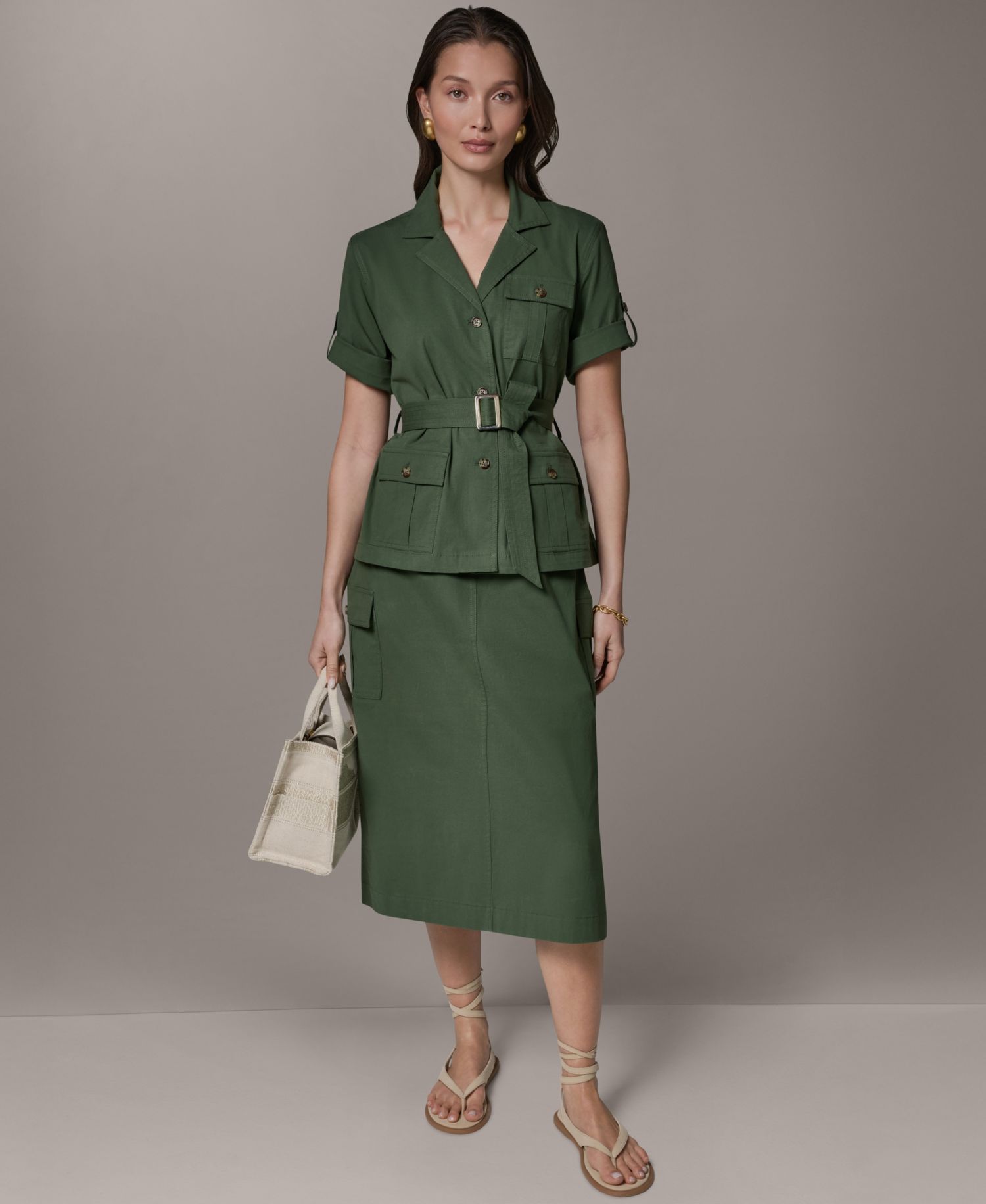 Women's Short-Sleeve Belted Safari Jacket