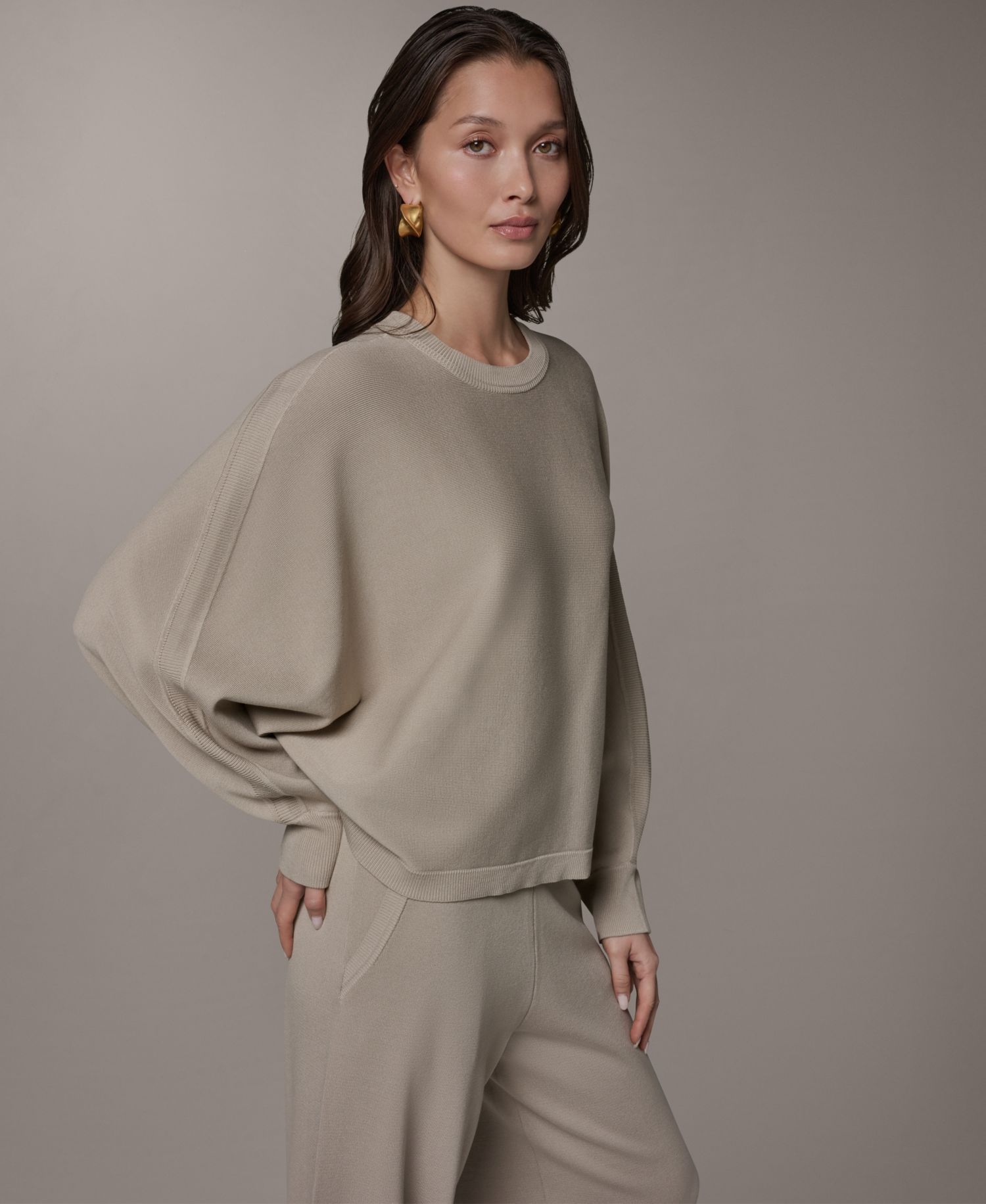Women's Oversized Dolman-Sleeve Crewneck Sweater