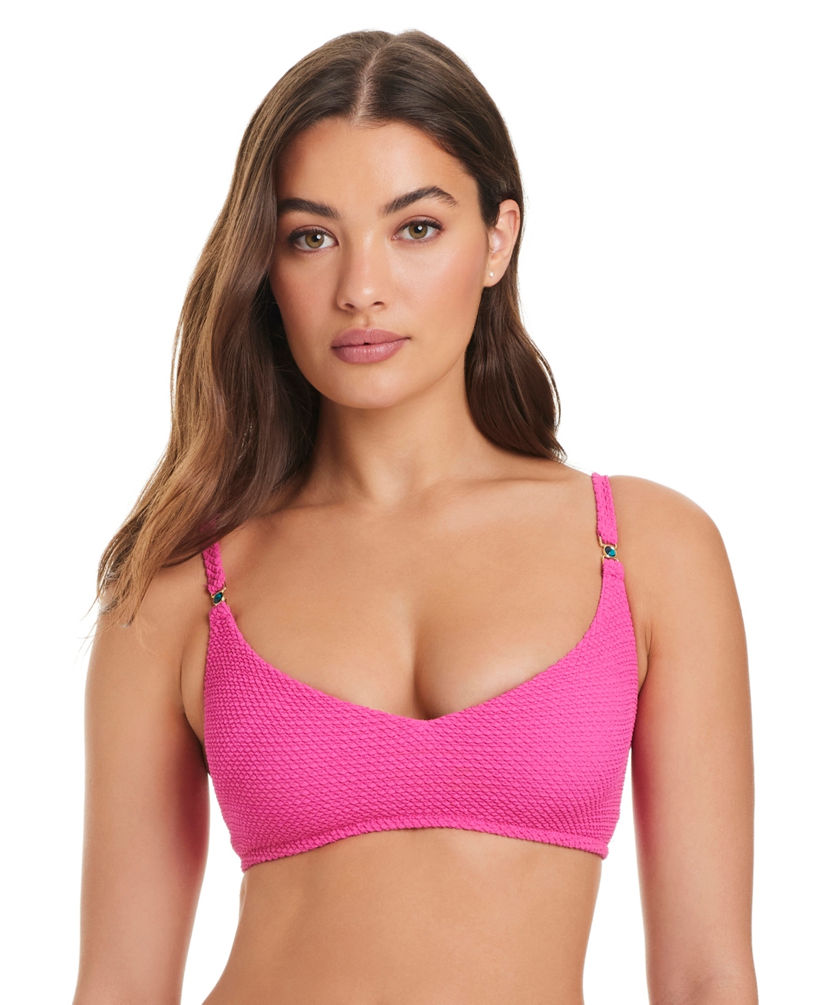 Red Carter Women's Textured Tide V-Front Bikini Top