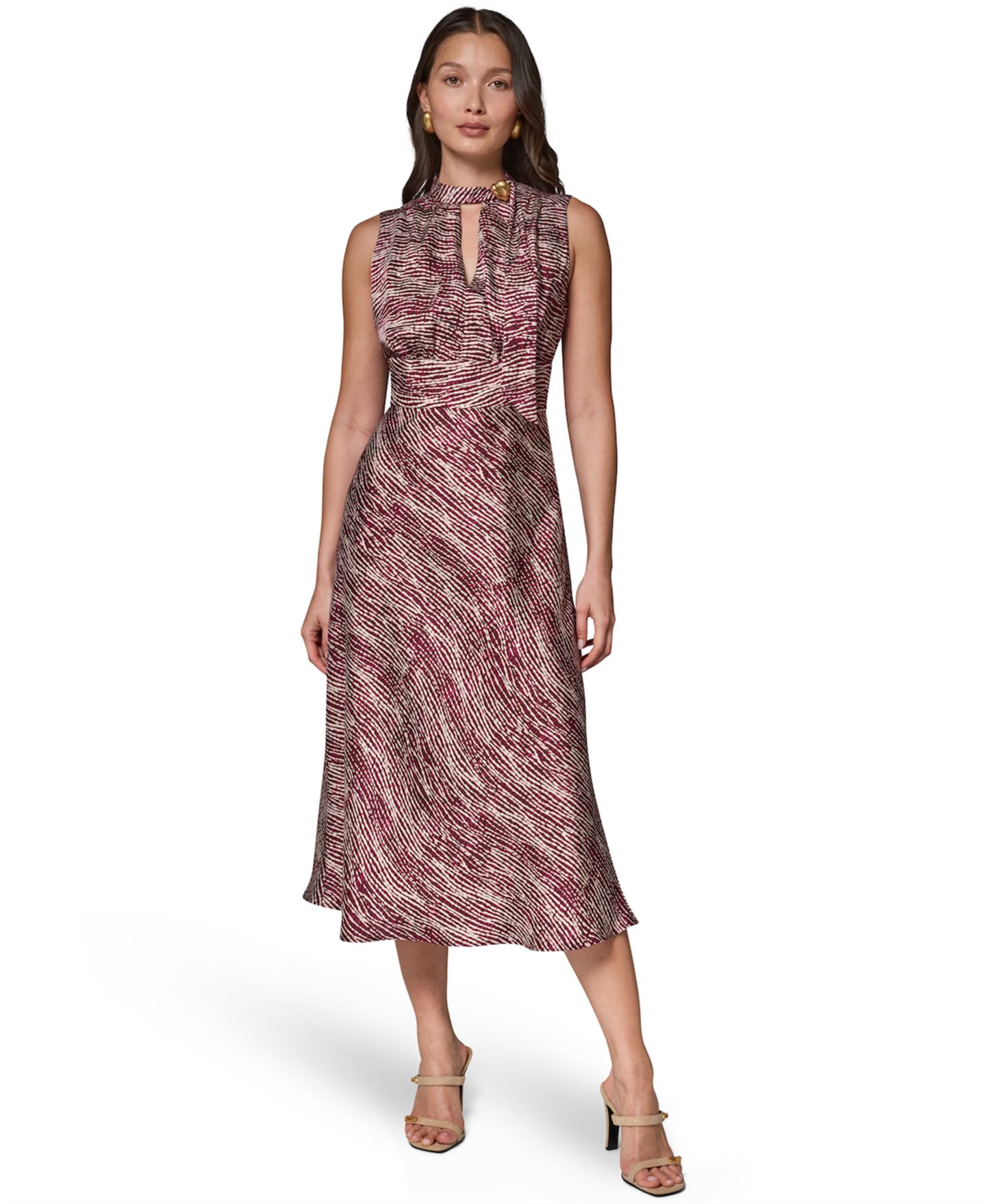 Женское платье Donna Karan New York Sleeveless Printed Midi, цвет: Разноцветный — фото 1