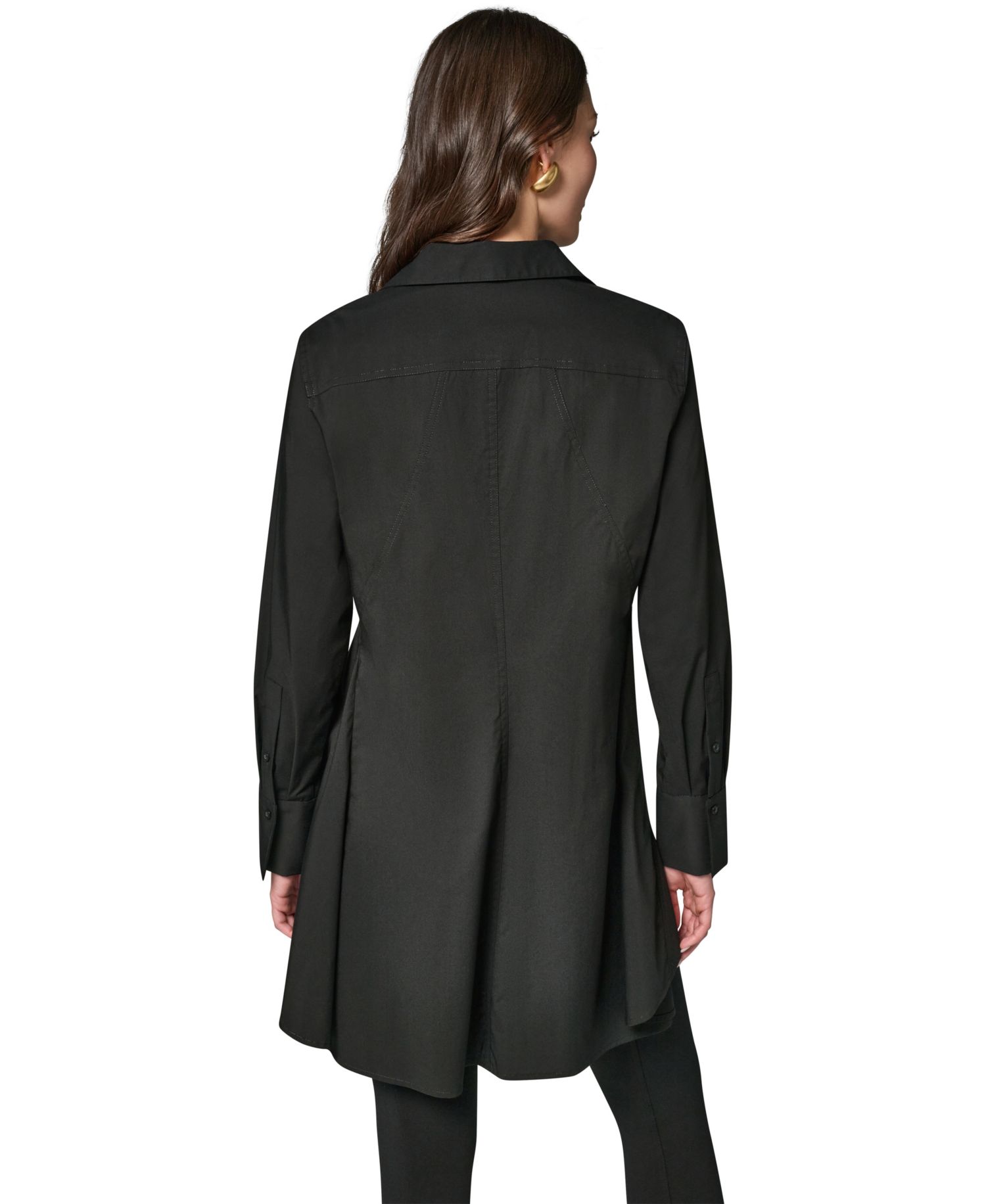 Women's A-Line Button-Down Poplin Tunic Top