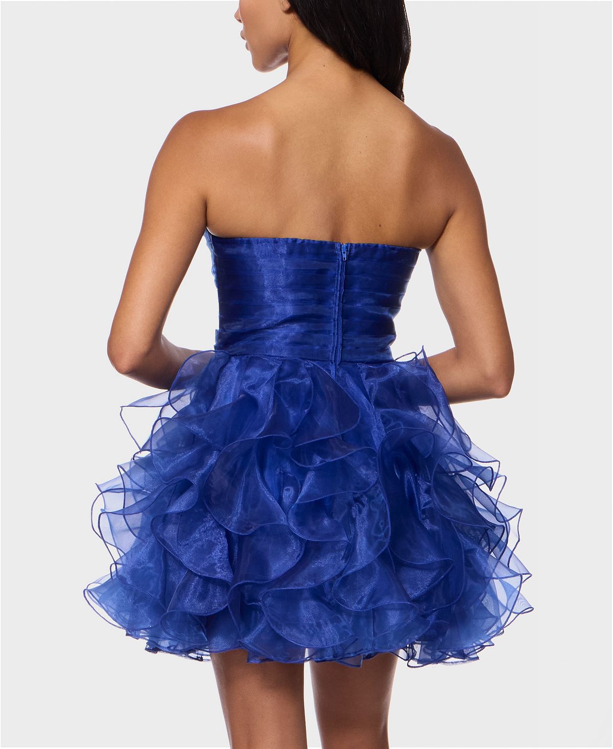 Alex & Sophia Juniors' Strapless Sweetheart Neck Organza Dress view 4 — MAYCSS fashion products