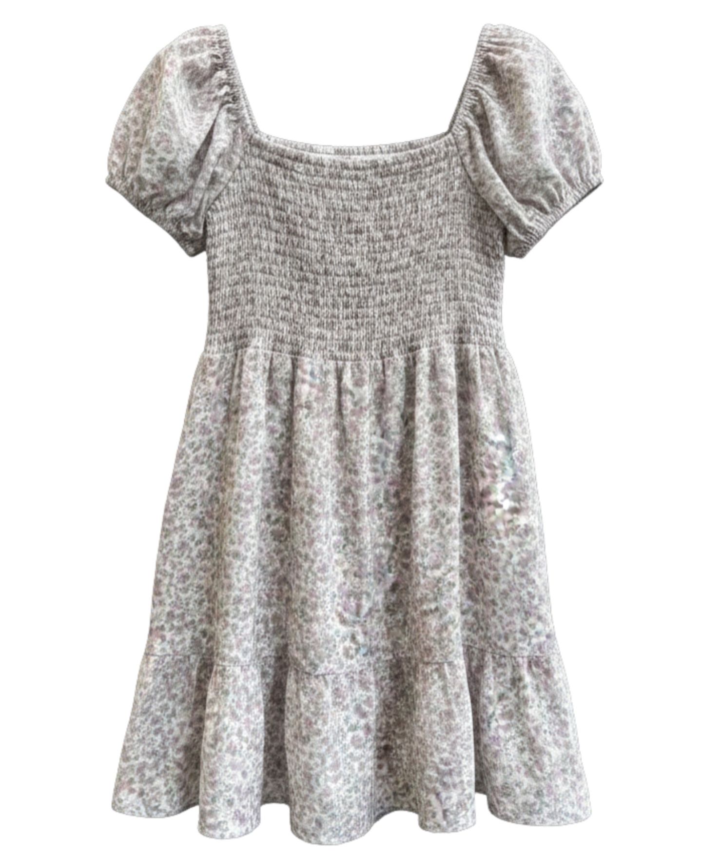 Платье With Jules Short-Sleeve Print Square Neck для девочек, цвет: Меланжевый серый — фото 1