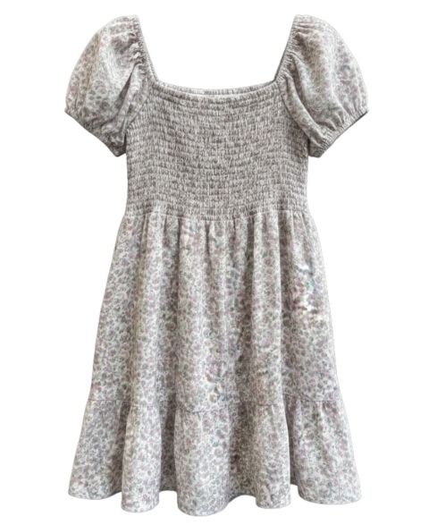 Платье With Jules Short-Sleeve Print Square Neck для девочек, цвет: Меланжевый серый