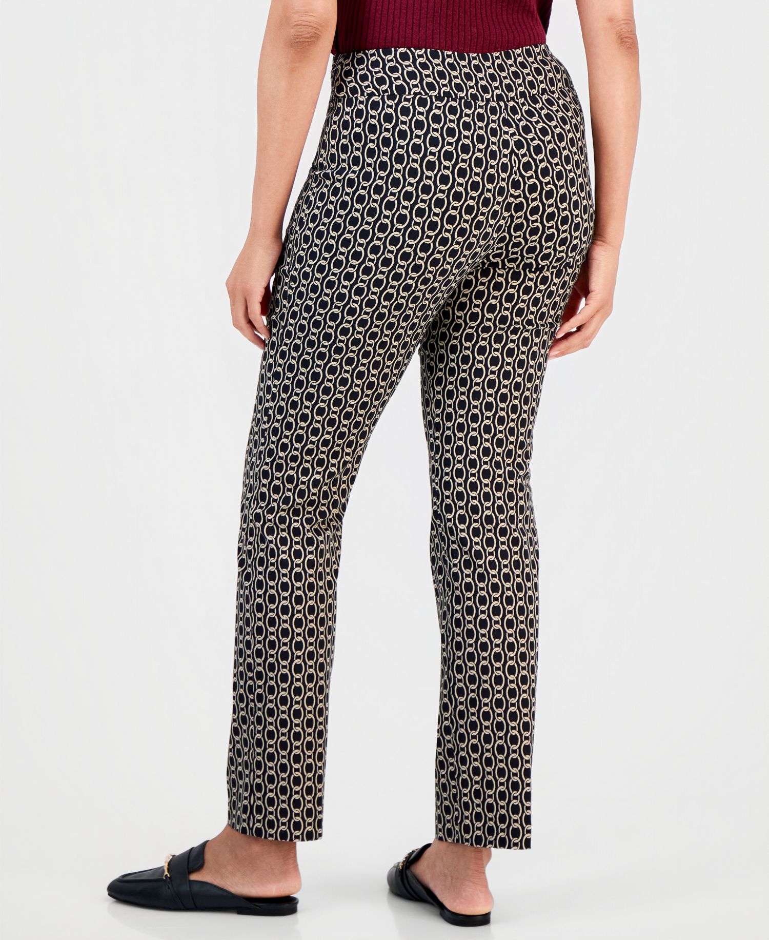 Women's Printed Pull-On Straight Leg Pants
